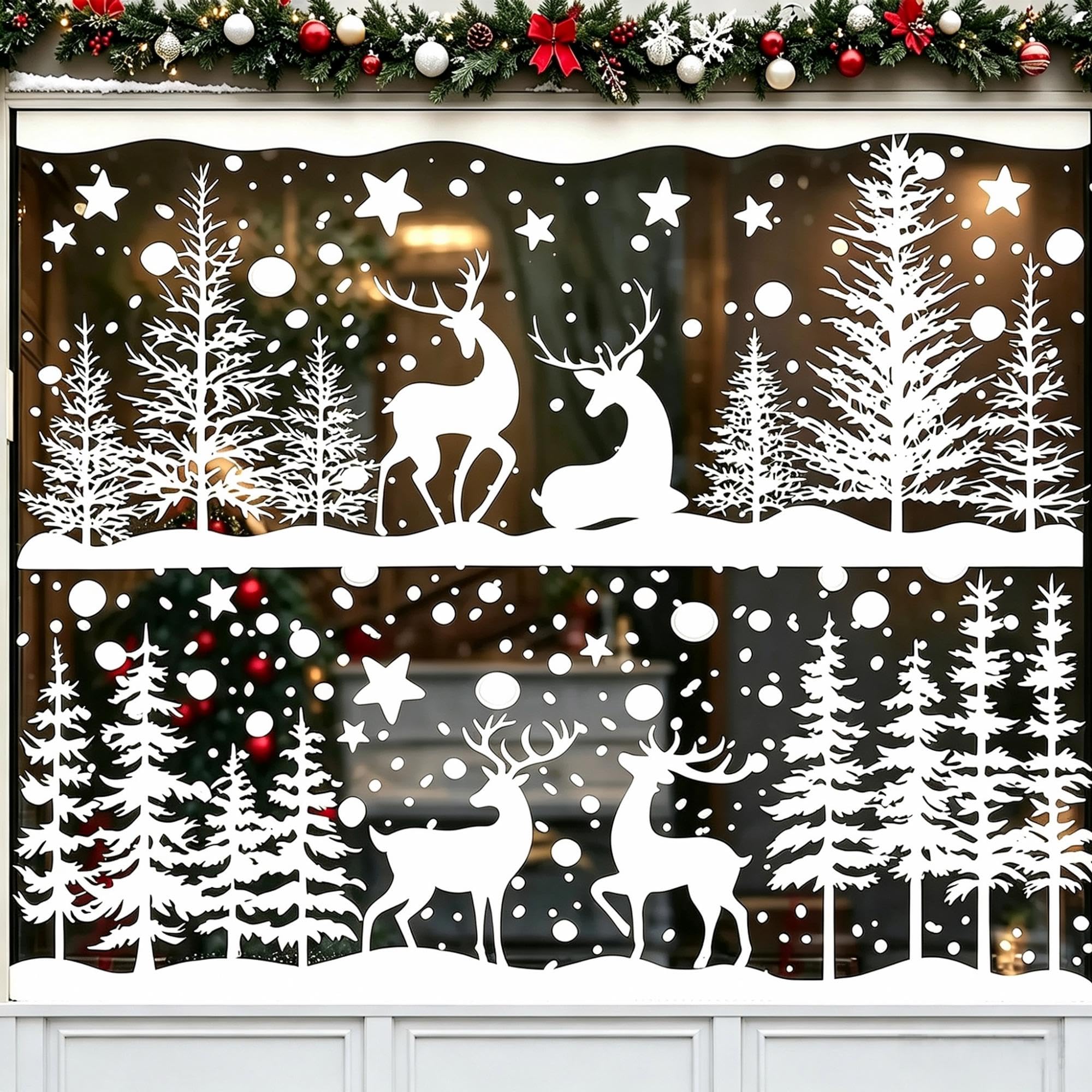 Weihnachtsdeko Fensteraufkleber, 10 Blatt 286 Fensterbilder Weihnachten | Selbstklebend, Mit Weihnachtsbaum, Schneeflocken, Rentier, Stern, Wiederverwendbar, Für Winter Fenster Innen Deko