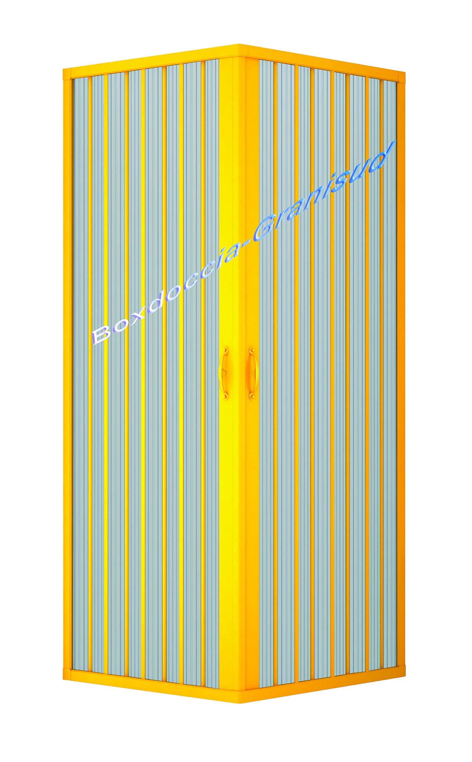 IBath-Piatto, Box Doccia, dimensione: 70 x 80 cm, H 185 cm, in PVC, Angolo di apertura, 2 dimensioni, Entrata angolare, Giallo