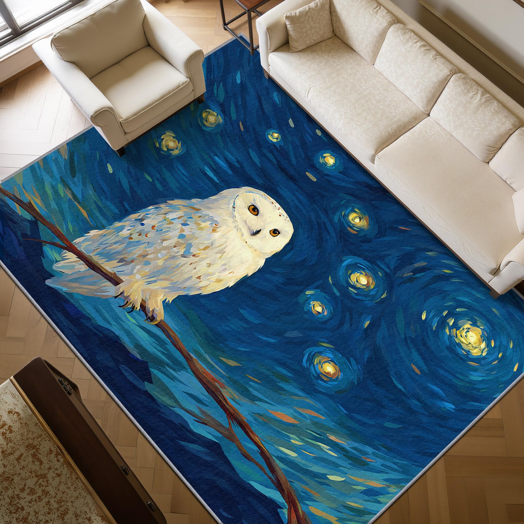 Mistela Schneeeule Teppich 80x150 cm Tiermotiv