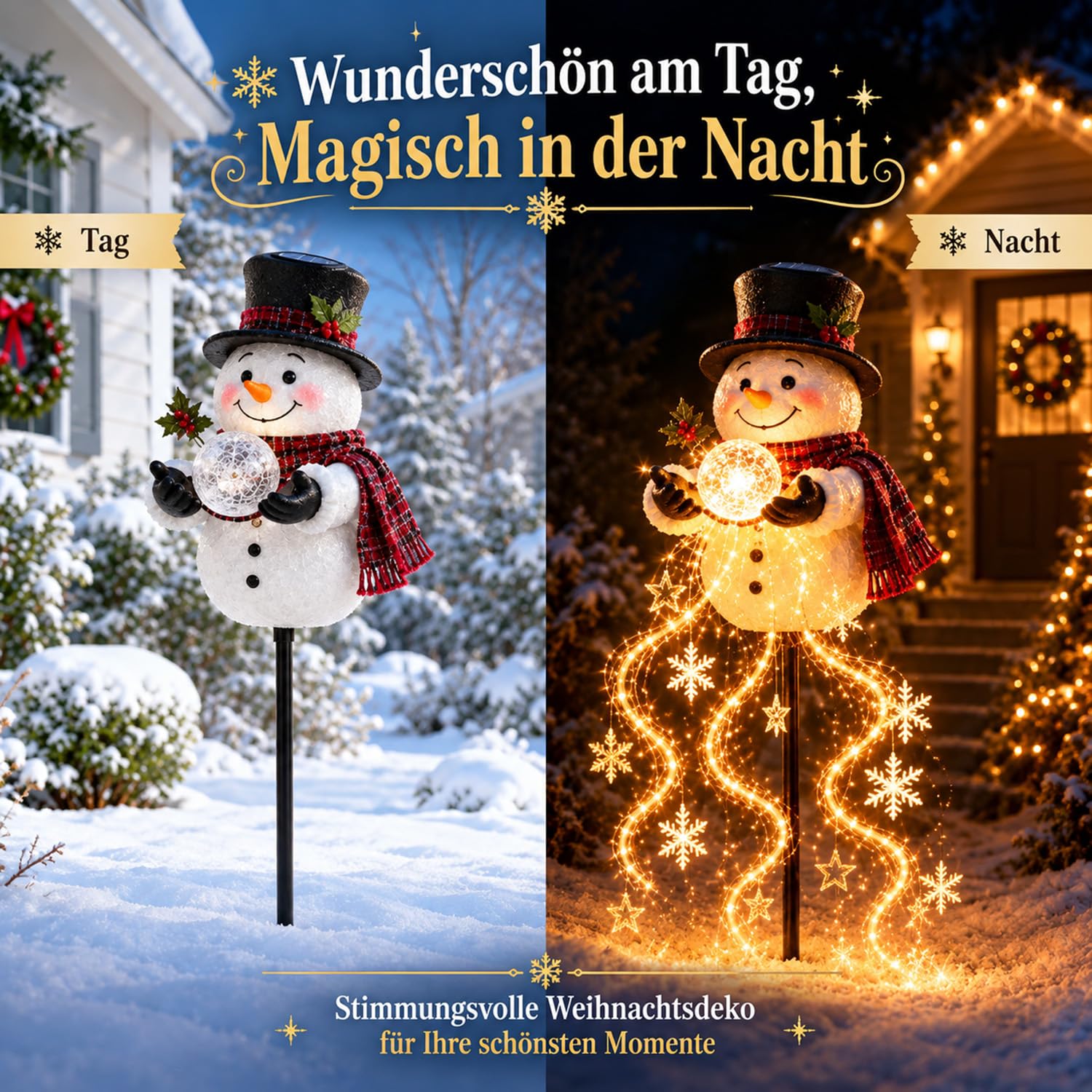 Schneemann LED-Gartenleuchte, Weihnachtsbeleuchtung für Außen (2pcs)