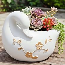 Swan Flower Pot - Unique Resin Sculpture, Enchanting Decorative Garden Planter, Elegant Swan Vase for Succulents & Air Plants, Indoor/Outdoor Use, Durable & Whimsical Design White