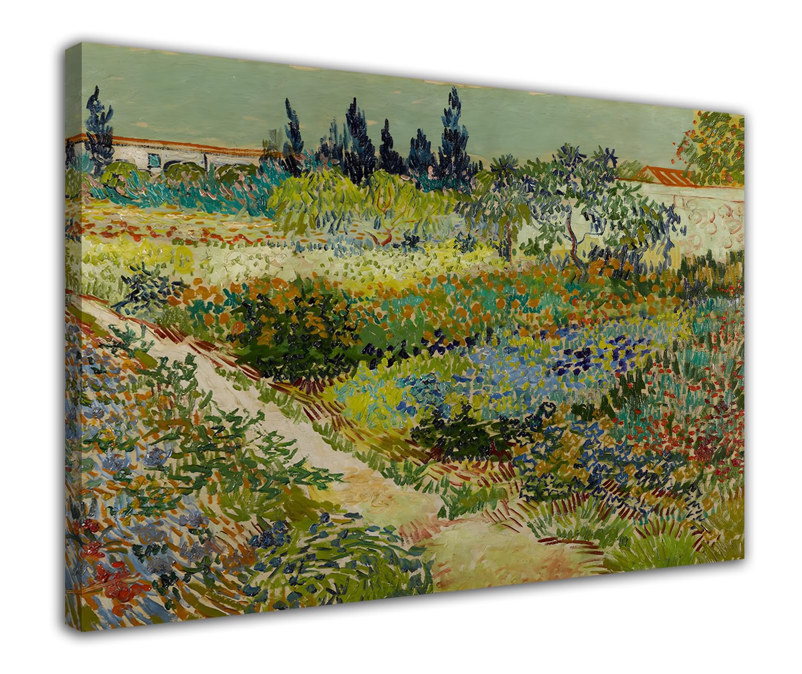HOPHEMA Vincent Van Gogh Painting Garden at Arles Poster Print Canvas Wall Art Decor Picture (24x36inch(60x90cm),Framed)