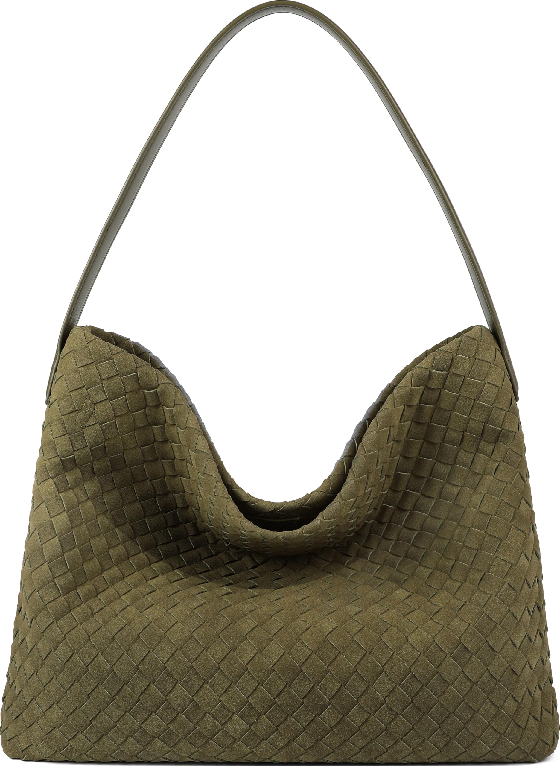 Queenoris Woven Suede Bag for Women, Top Handle Shoulder Bag Vegan Leather Hobo Bag Summer Travel Tote Bag Satchel for Work