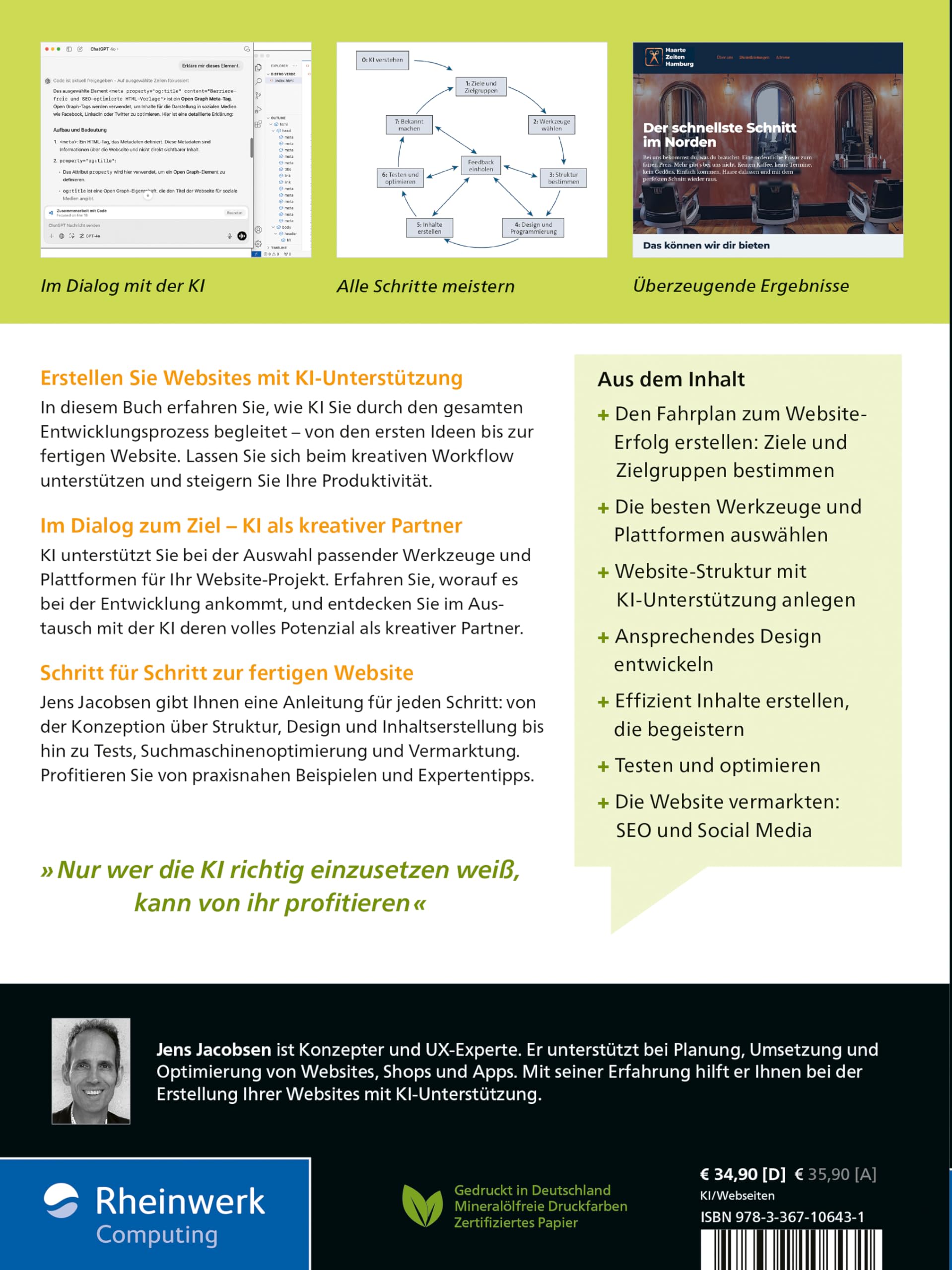Websites entwickeln mit KI: Websites mit KI konzipieren, umsetzen und optimieren. Mit interaktivem KI-Assistenten, Übungen, Tipps und Fallbeispielen.