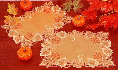 Miniatura 4 de GRANDDECO Camino de mesa de otoño, Acción de Gracias, hojas de arce naranja, cosecha, otoño, vacaciones, fiesta, cena, decoración de temporada
