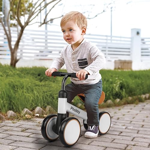 Miniatura 7 de Bicicleta de equilibrio para bebés de 1, 2, 3 años, bicicleta de 4 ruedas con asiento ajustable, regalo de juguete de primer cumpleaños para niños