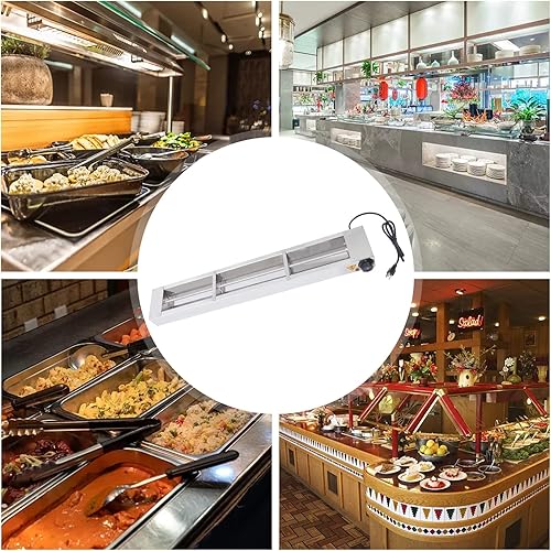 Miniatura 6 de Lámpara de calor de alimentos de 24 pulgadas, calentador de alimentos comercial, calentador de tira infrarroja con cable y enchufe, 110 V, 500