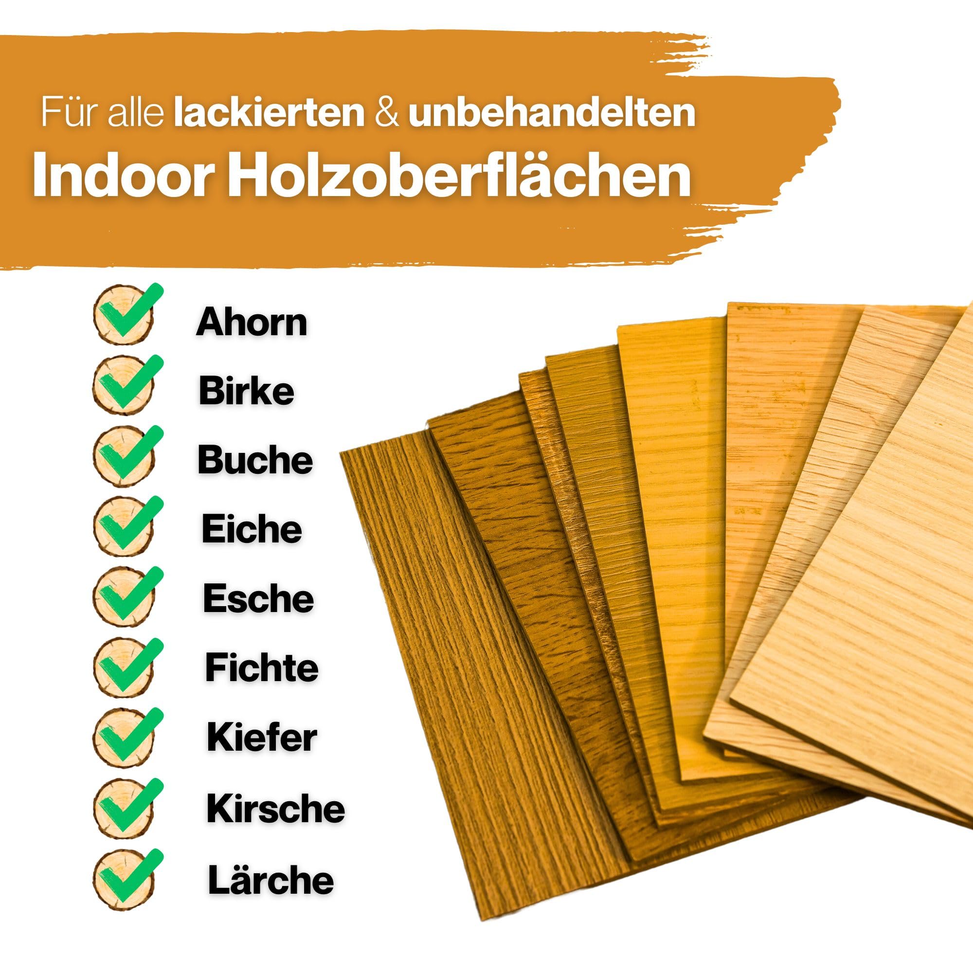 TIMBERINO Pflegeset Neupol Bienenwachs Holzöl [500ml] Pflegeöl für Holzmöbel Innen Parkett Öl Echtholz Furnier [Holzöl+Öltuch+Pinsel+Handschuh] Möbelpolitur Holz