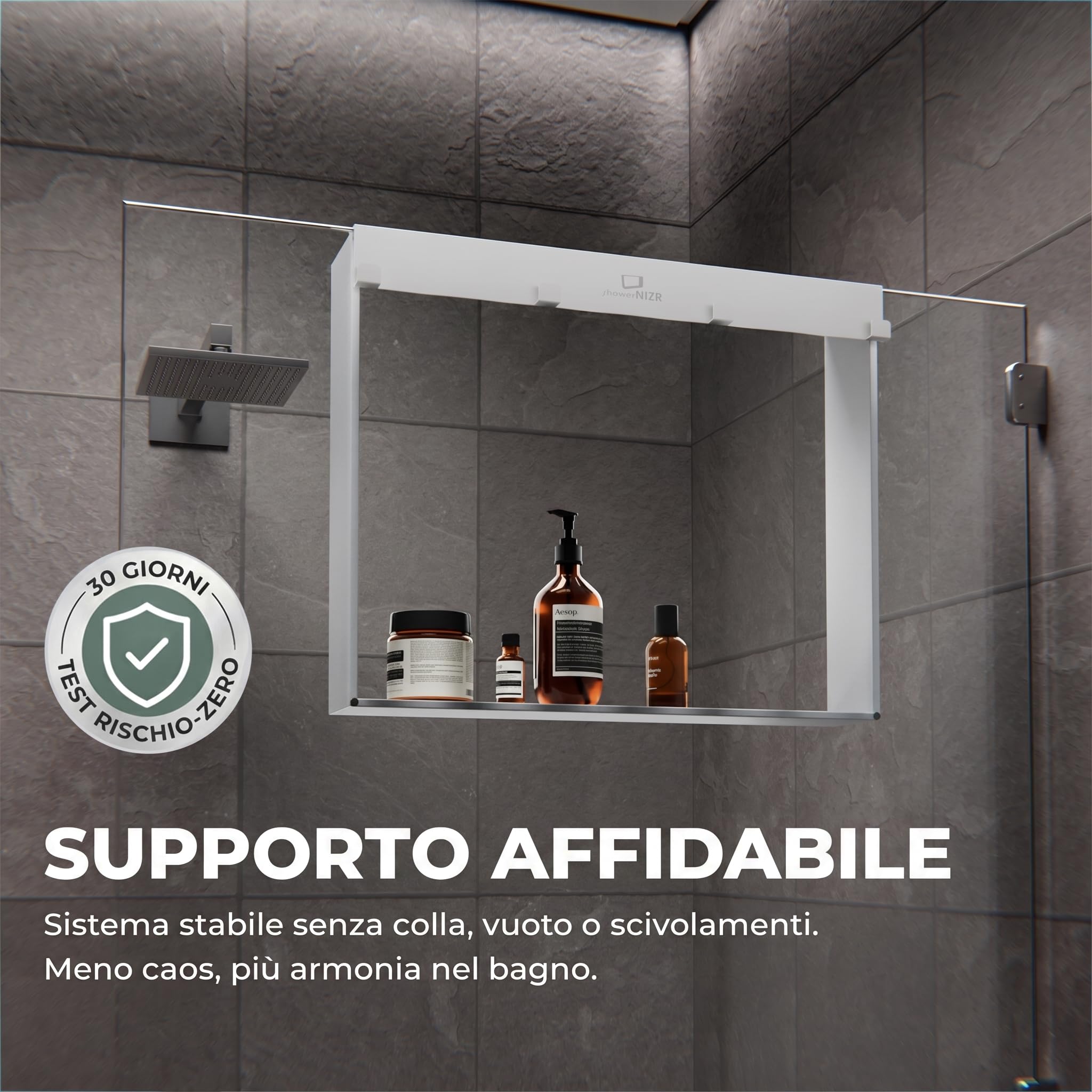 ShowerNIZR Regał prysznicowy Arctic White półka prysznicowa bez wiercenia