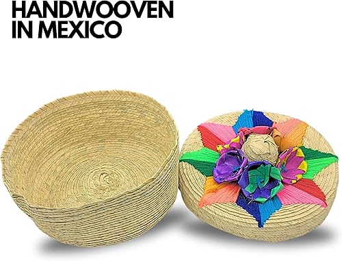 Miniatura 9 de Mexican Fiesta Tortilla Warmer Auténtico Tortillero - Tortillas/Cesta de pan tejida a mano - Hecho en México, Tortillera de Palma