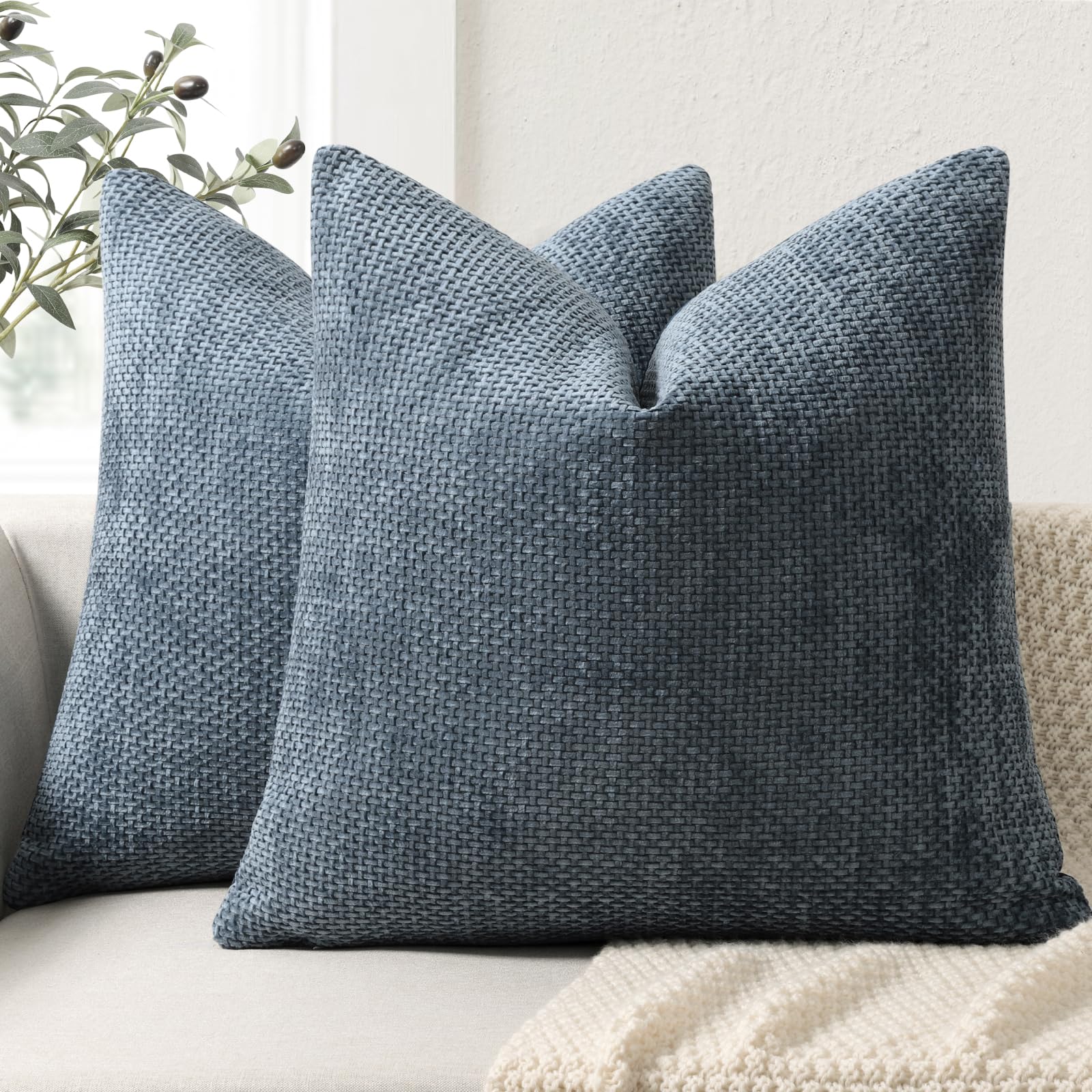 ZWJD Kissenbezug 2er Set Chenille Kissenbezüge Sofakissen Kissenhüllen Dekokissen Weiche Sofakissenbezug für Couch, Bett und Wohnzimmer Heimdekoration Luxus Zierkissenbezüge