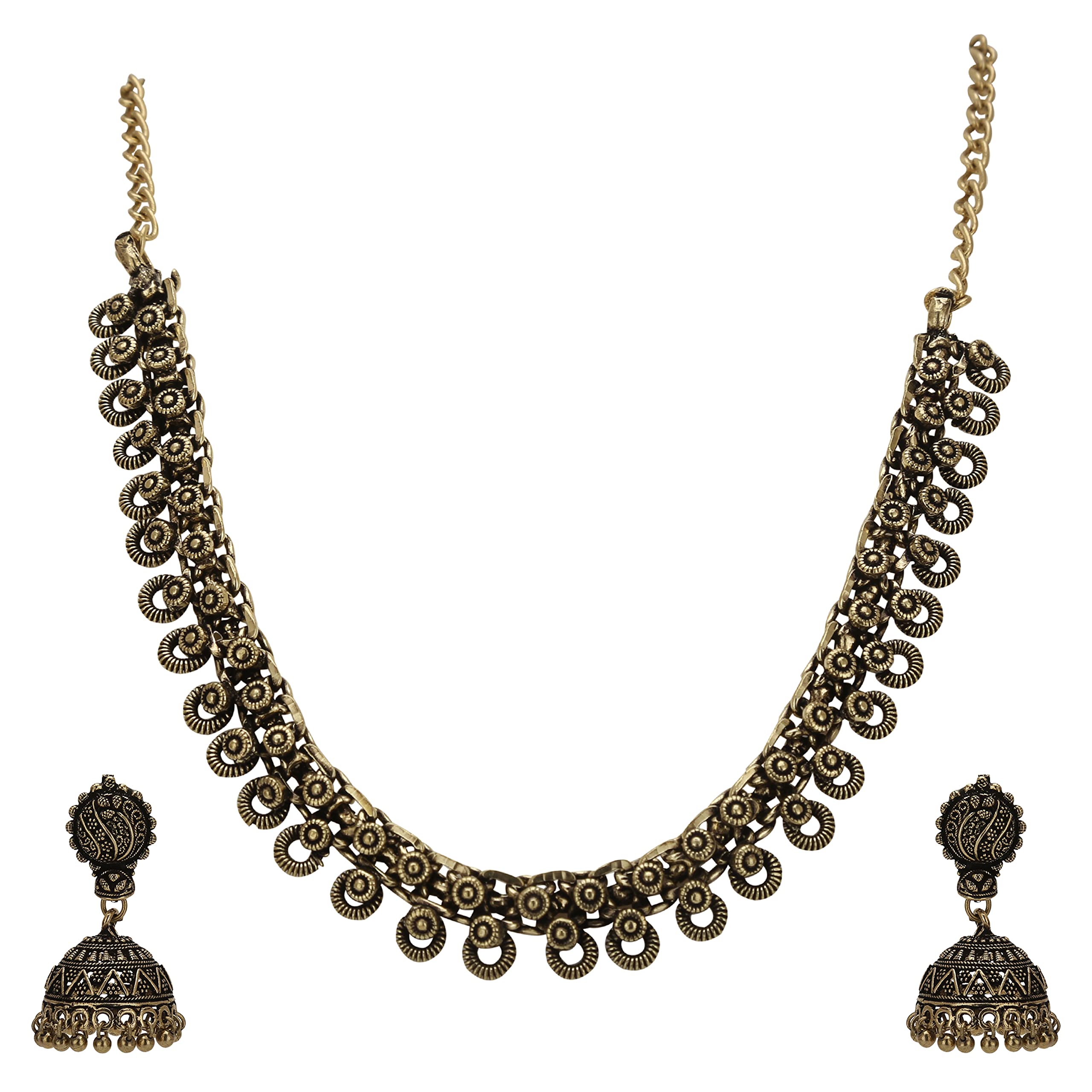Oxidized German Silver Necklace with Earring for Women and Girls-image-34