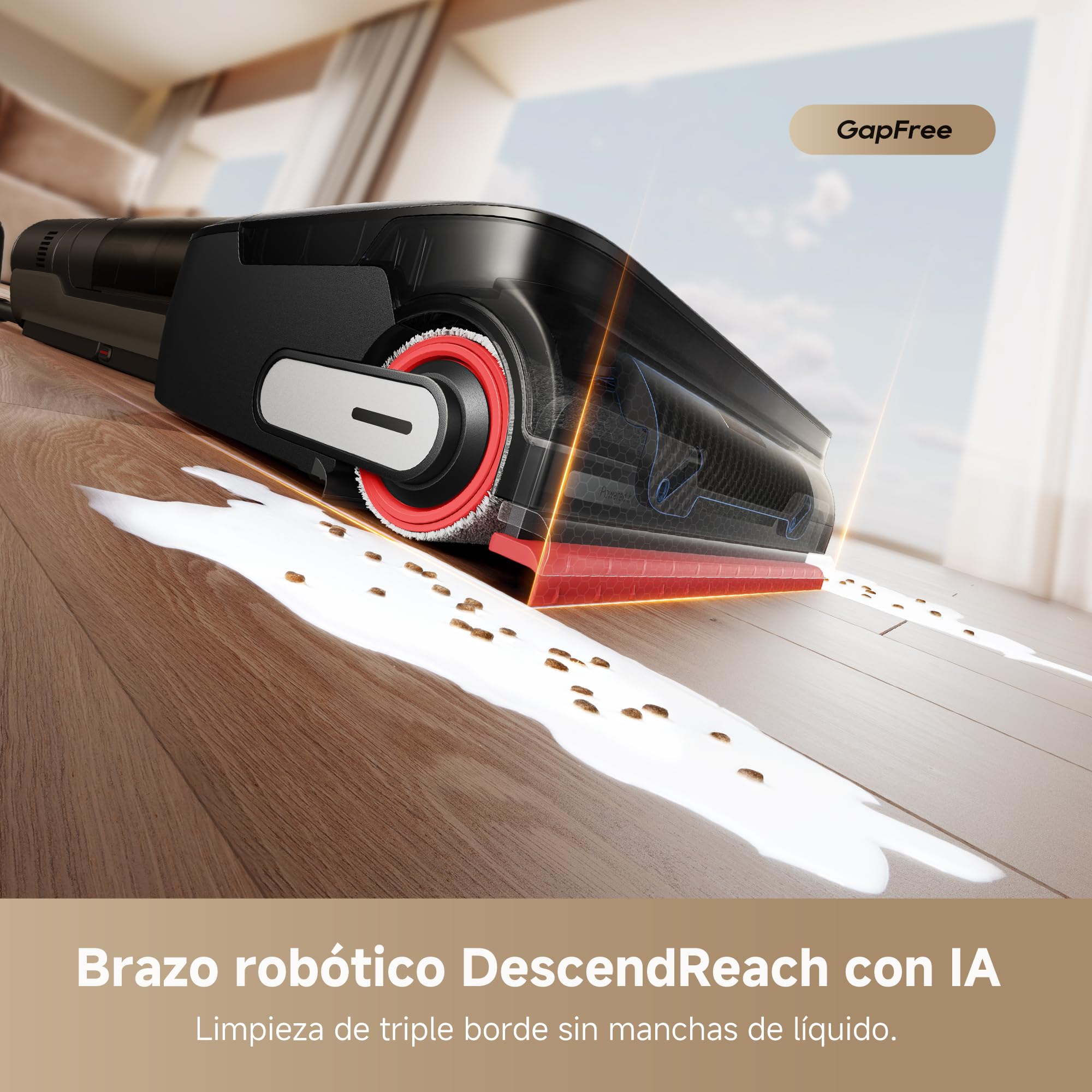 DREAME H15 Mix 7 en 1, Aspirador en Seco y Húmedo, Brazo Robótico con IA, Limpieza de Triple Borde, Succión 23.000 Pa, sin Enredos, Lavado del Cepillo con Agua a 100 °C, Secado en 5 min a 90 °C