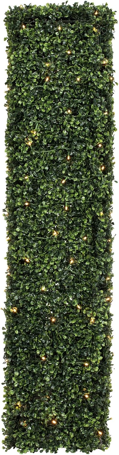 Vickerman Everyday Artificial Pre-Lit LED Boxwood Hedge 48" L x 12" W x 48" T- UV Resistant Indoor Outdoor - Natural Green - Home Backyard Wedding Garden Decoration