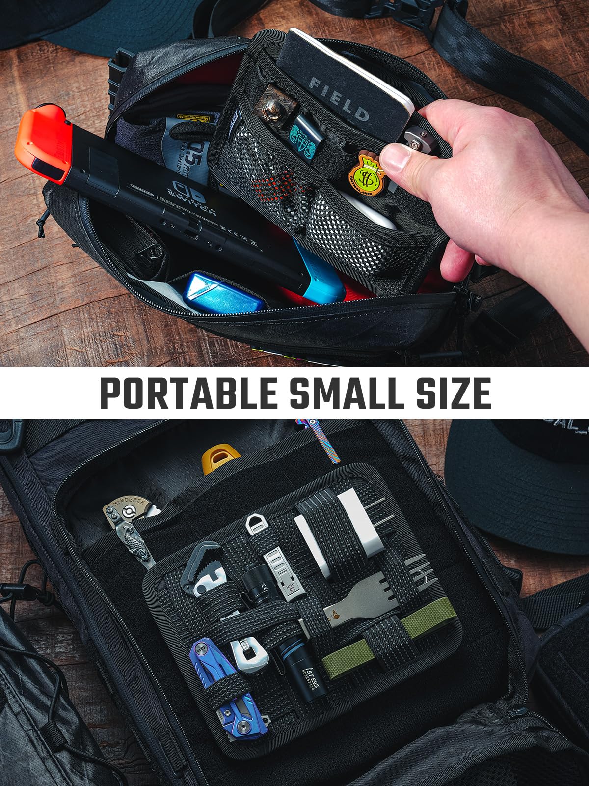 TACTICAL_GEEK TCM8 - Tablero organizador EDC, tablero tejido elástico antideslizante, panel de inserción de bolsa de utilidad para equipo pequeño, accesorios de mochila con bolsillo abierto y bolsillo