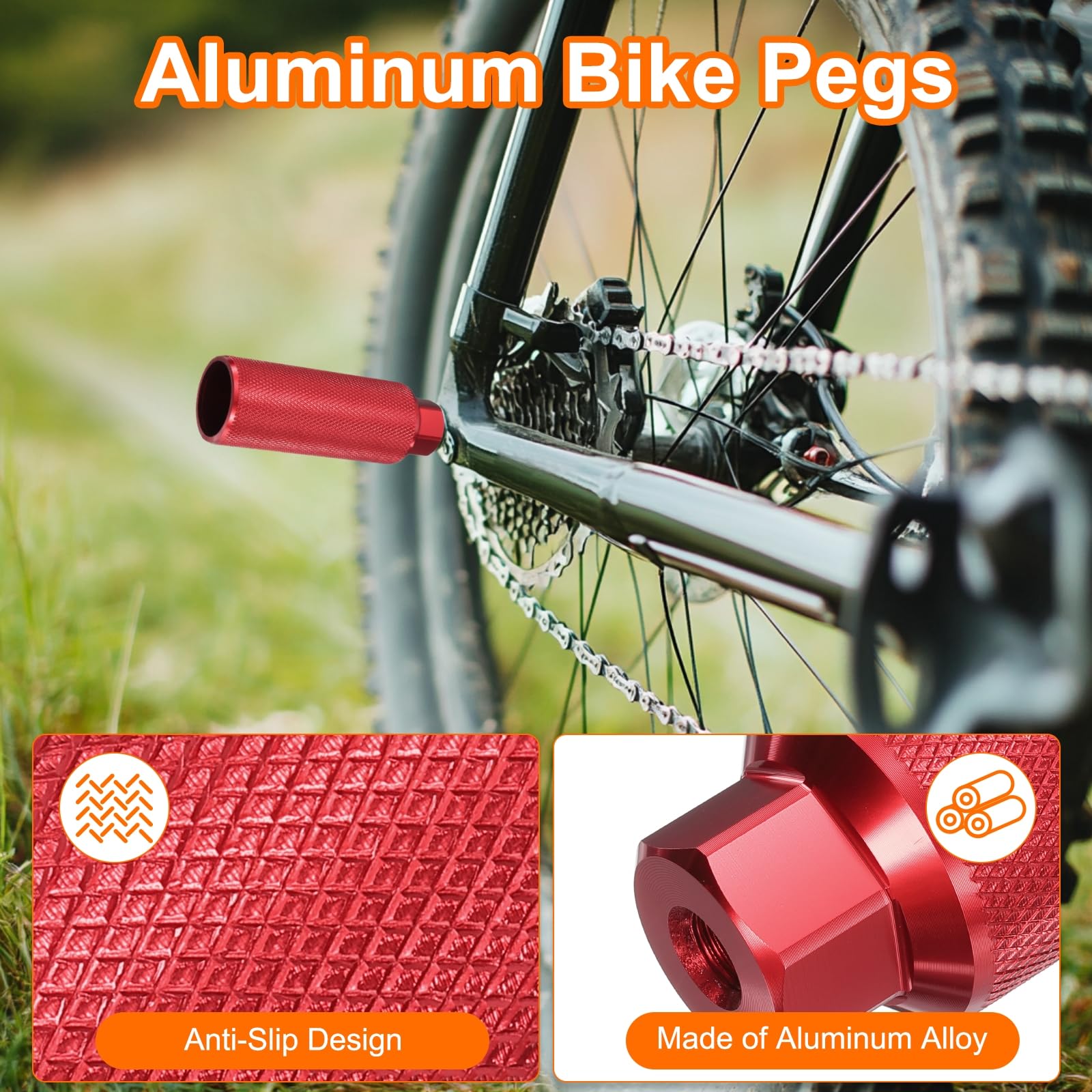 QUARKZMAN Paar Fahrrad BMX Pegs Aluminiumlegierung mm Öffnung Hintere Stunt Pegs Anti-Rutsch Hintere Sitzstände für Mountainbike Rennrad BMX Schwarz