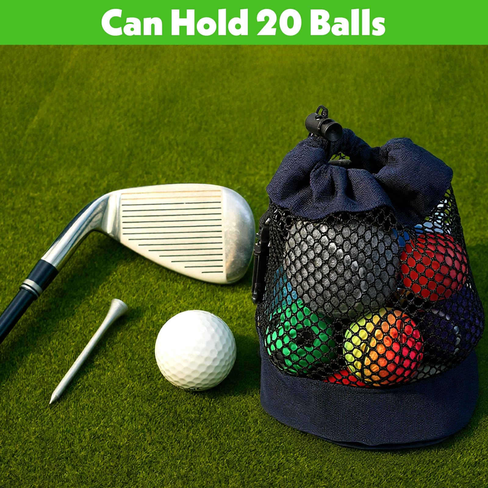 2 Stück Golf Ball Bag,Tennistasche,Golfballtaschen,Multifunktion Nylon Mesh Tasche für Aufbewahrung von Golfbällen,Tennisbällen und Anderen Bällen(Schwarz,Blau)