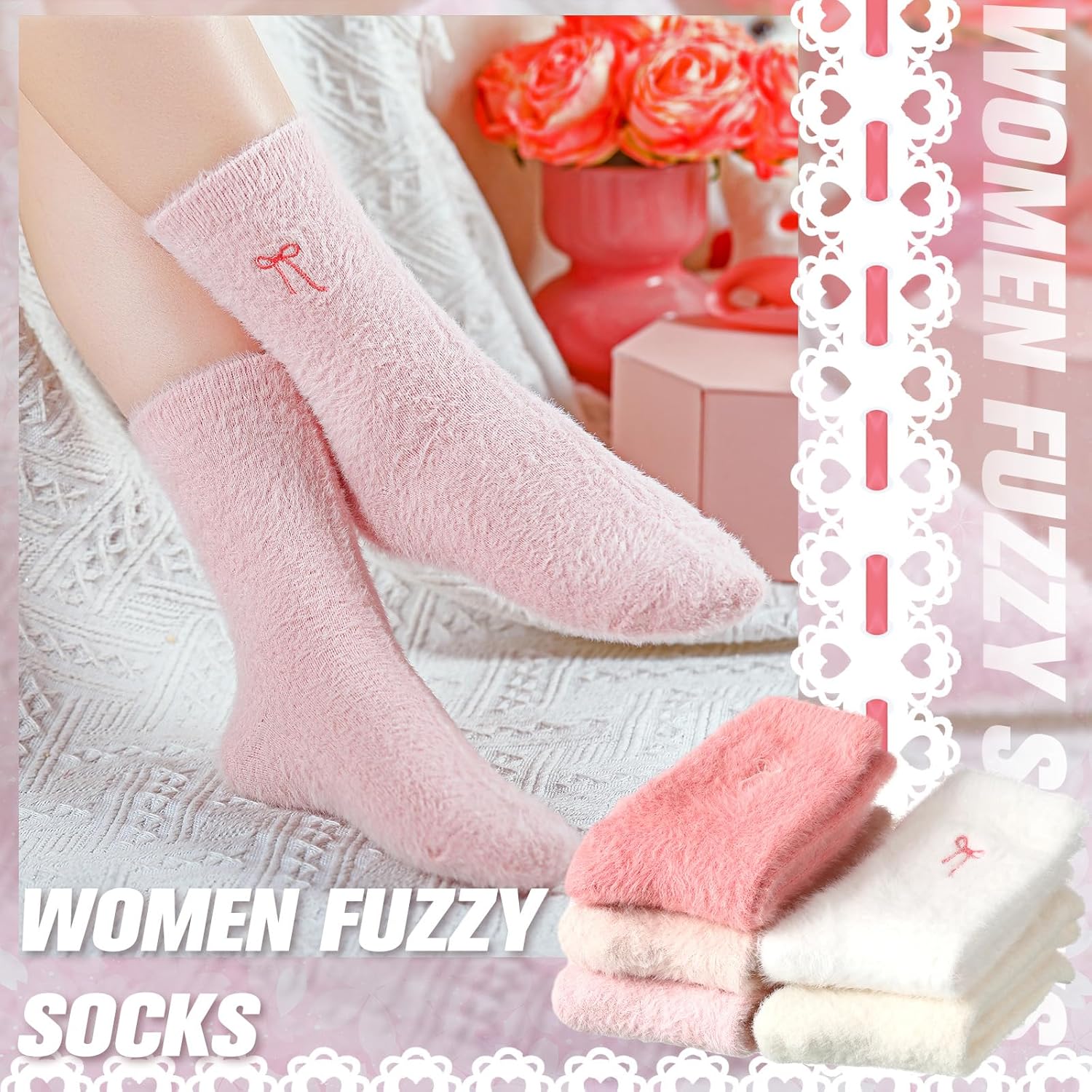 Geyoga Women's Fuzzy Slipper Socks (5 Pairs) - Image 4