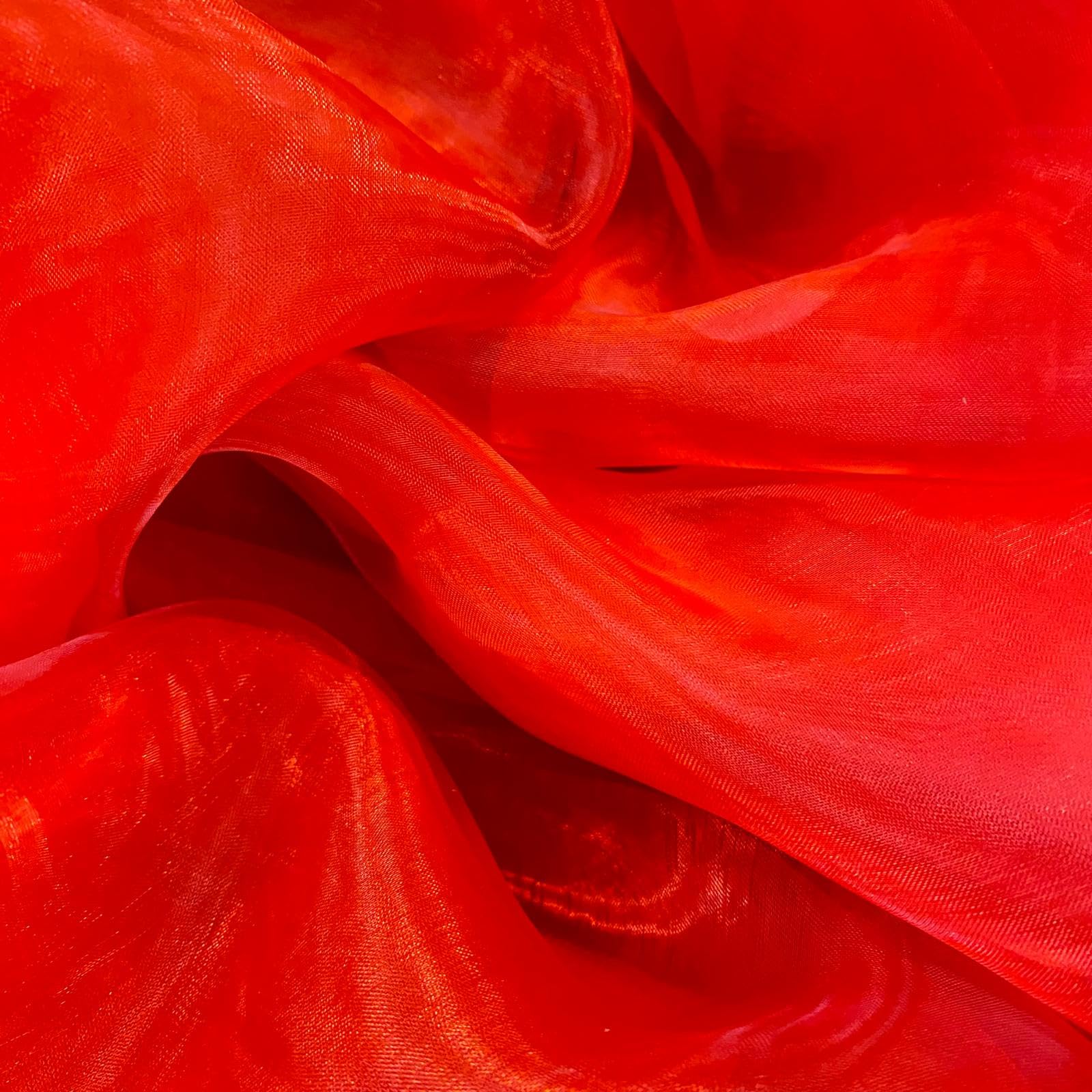Sheer Organza Fabric for Crafts, Wedding Decorations and Events, 5 Metres x 1.5 Metres, Table Runner and Chair Sash Material (Red)
