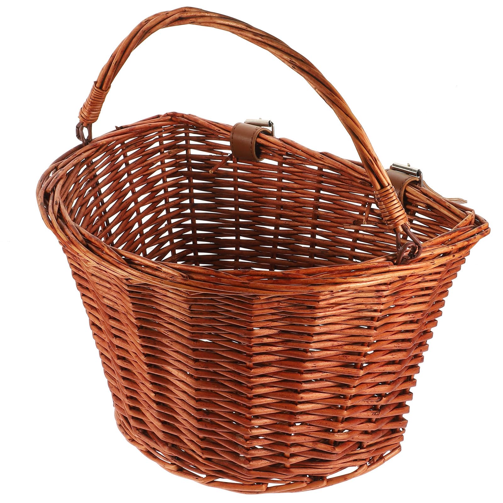 Panier de vélo en osier marron robuste à grande capacité - 8