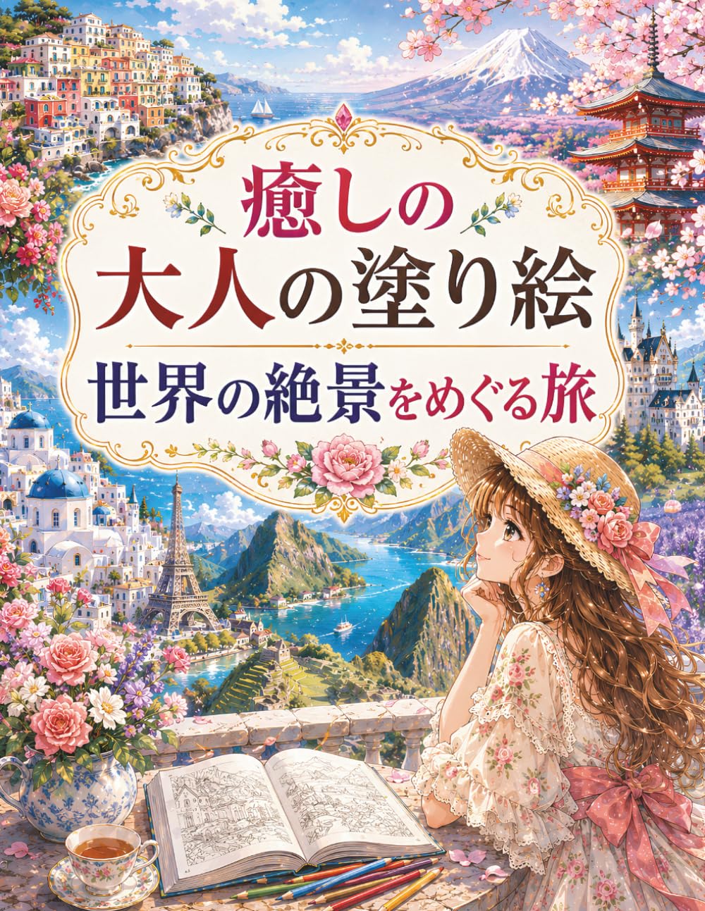癒しの大人の塗り絵 世界の絶景をめぐる旅: 初心者でも楽しめる、美しい世界を彩る癒しの塗り絵