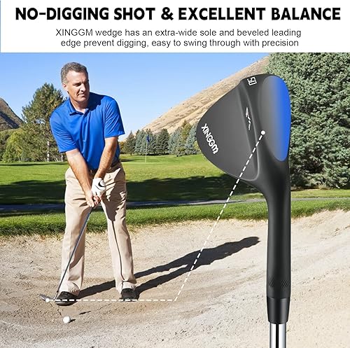 Miniatura 57 de Juego de cuña de golf forjada para hombres o individual de 48/50/52/54/56/58/60/68/70/72 grados de cuña de arena para escapar fácilmente de Bunker