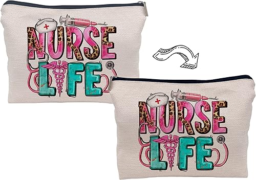 Miniatura 3 de Bolsa de maquillaje para enfermera, color negro, divertido regalo de agradecimiento para enfermera, pequeña bolsa de cosméticos para bolso, HSXL11-7