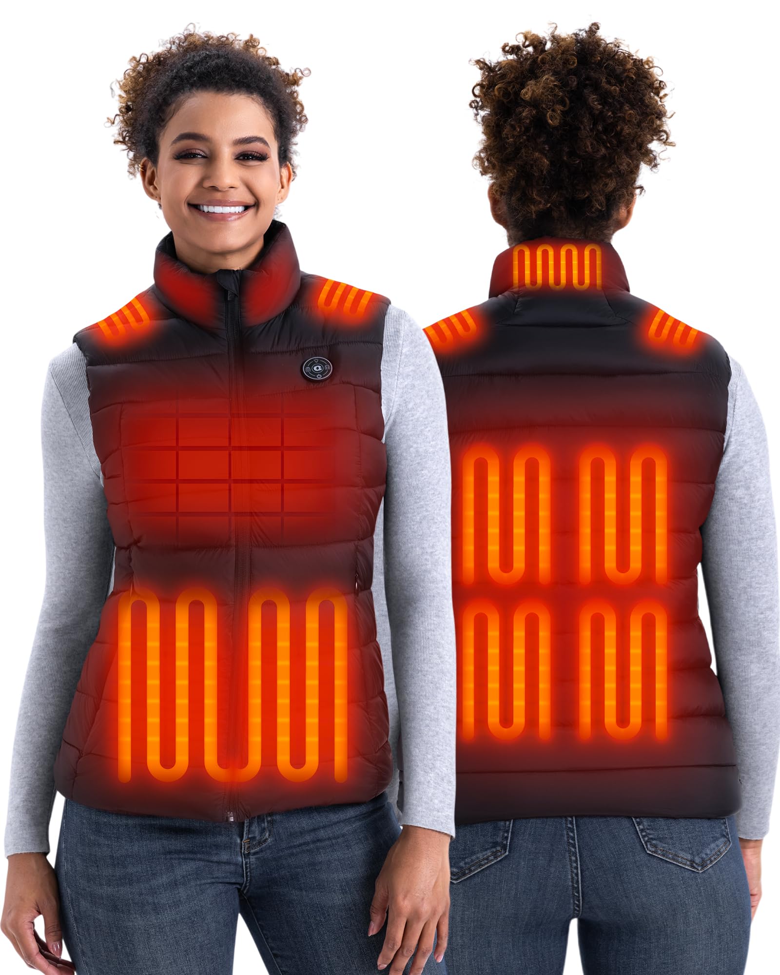 Gilet Chauffant Femme avec Batterie Incluse de 16000mAh 7,4V