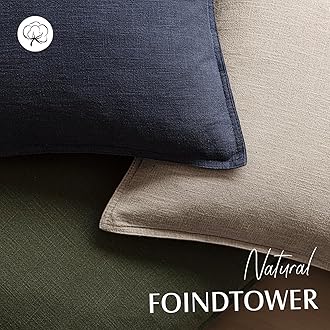 Foindtower Pack of 2, Decorative Linen Soild Throw Pillow Covers Soft Accent Lumbar Cushion Case Farmhouse Pillowcase for Chair Couch Sofa Bedroom Living Room Home Decor 12 x 20 Inch Natural Linen