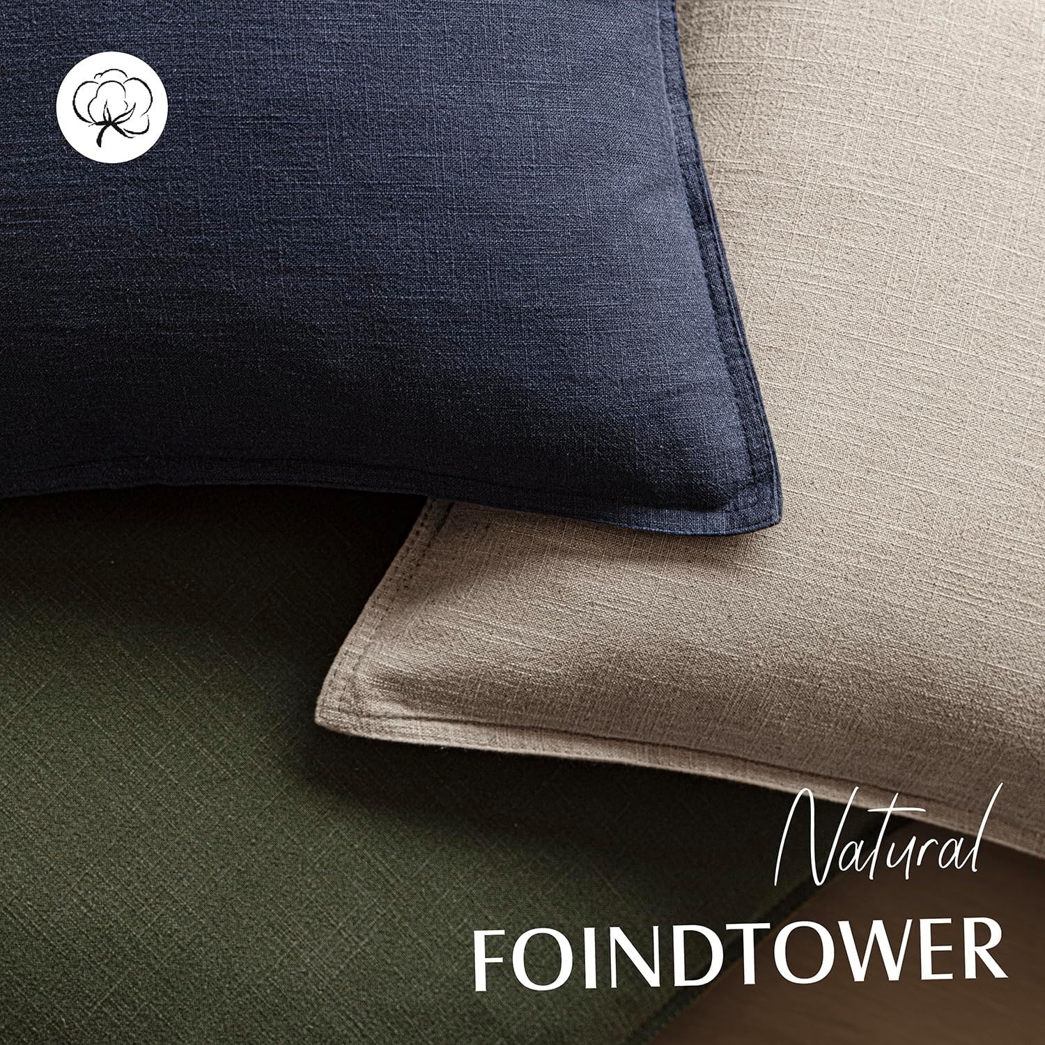 Foindtower Pack of 2, Decorative Linen Soild Throw Pillow Covers Soft Accent Lumbar Cushion Case Farmhouse Pillowcase for Chair Couch Sofa Bedroom Living Room Home Decor 12 x 20 Inch Natural Linen
