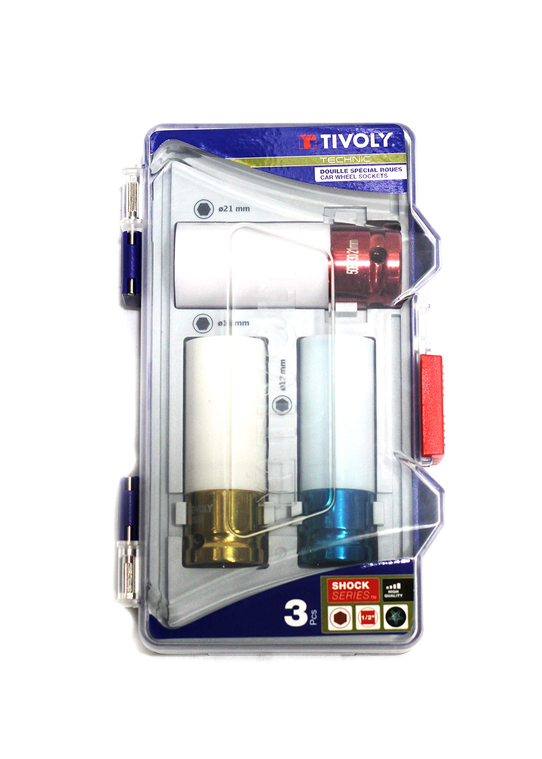 TIVOLY - 3-Piece Long Impact Socket Set Ø17 to 21mm - Special for Car Wheels - 1/2
