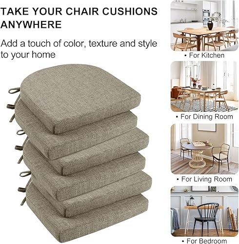 Miniatura 62 de Wellsin Chair Cushions for Dining Chairs 4 Pack - Kitchen Chair Cushions with Ties and Non-Slip Backing - Dining Chair Pads 16"X16"X2", Beige