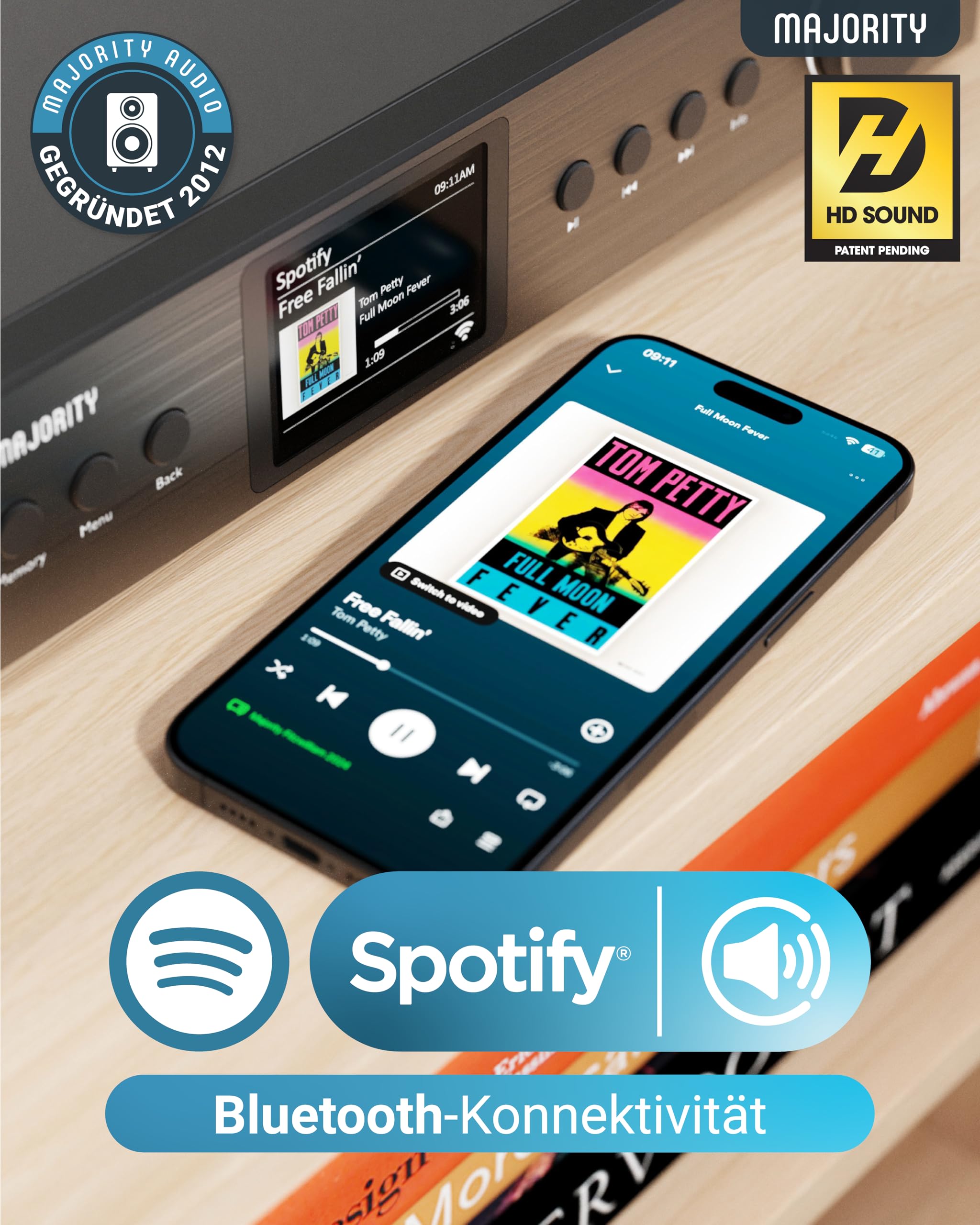 Radio DAB Plus Internetradio WLAN Tuner | DAB+ Internet Radio Receiver | Empfänger für Stereoanlage | Internetradio Adapter HiFi-Tuner mit Spotify Connect & Podcasts | MAJORITY Fitzwilliam (Schwarz)