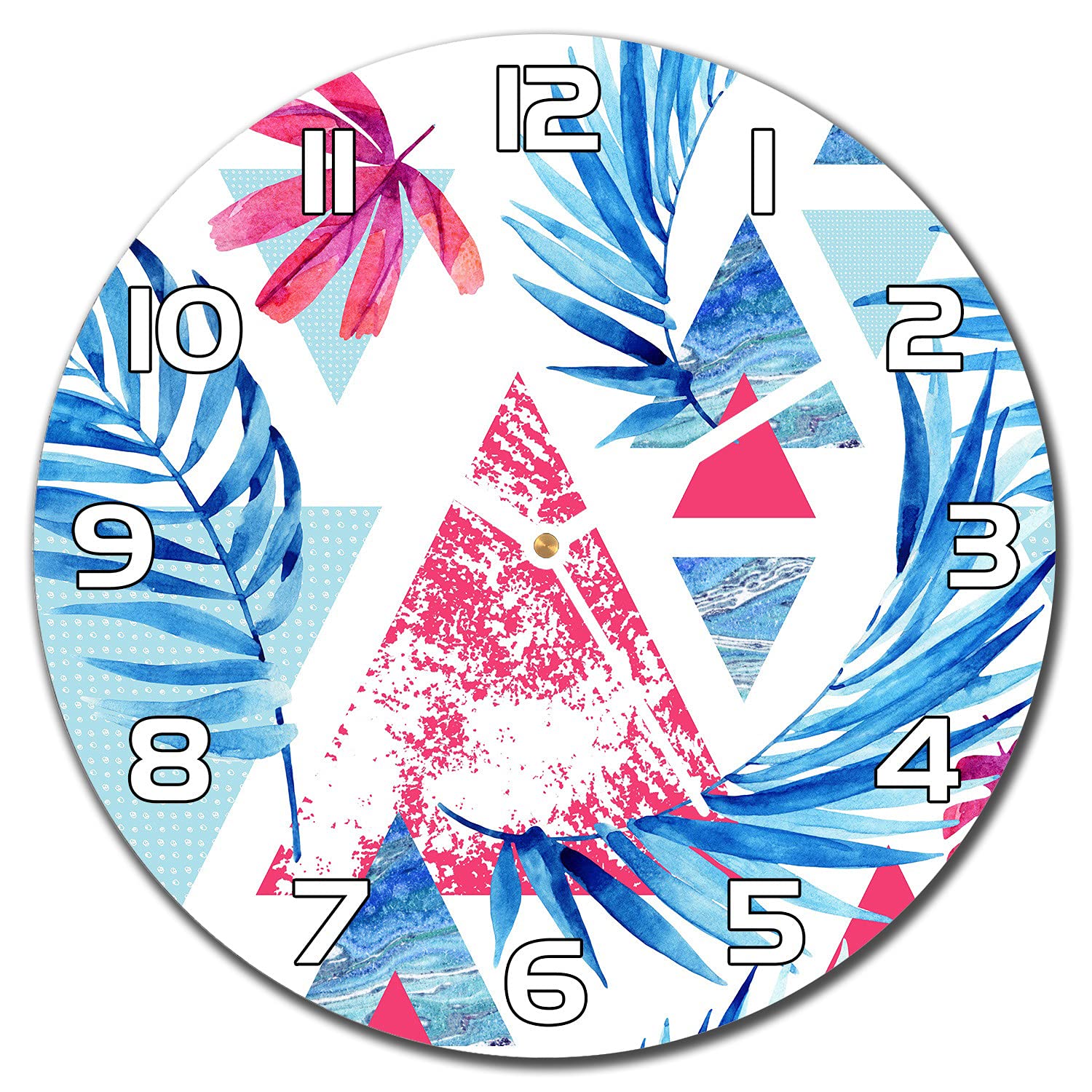 Horloge en verre cuisine salon moderne 30cm murale à aiguilles blanches