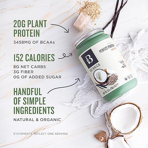 Miniatura 5 de Botanica Proteína en polvo vainilla 10 porciones  Proteína vegana en polvo  Proteína vegetal orgánica en polvo  Bajo en carbohidratos netos  Sin