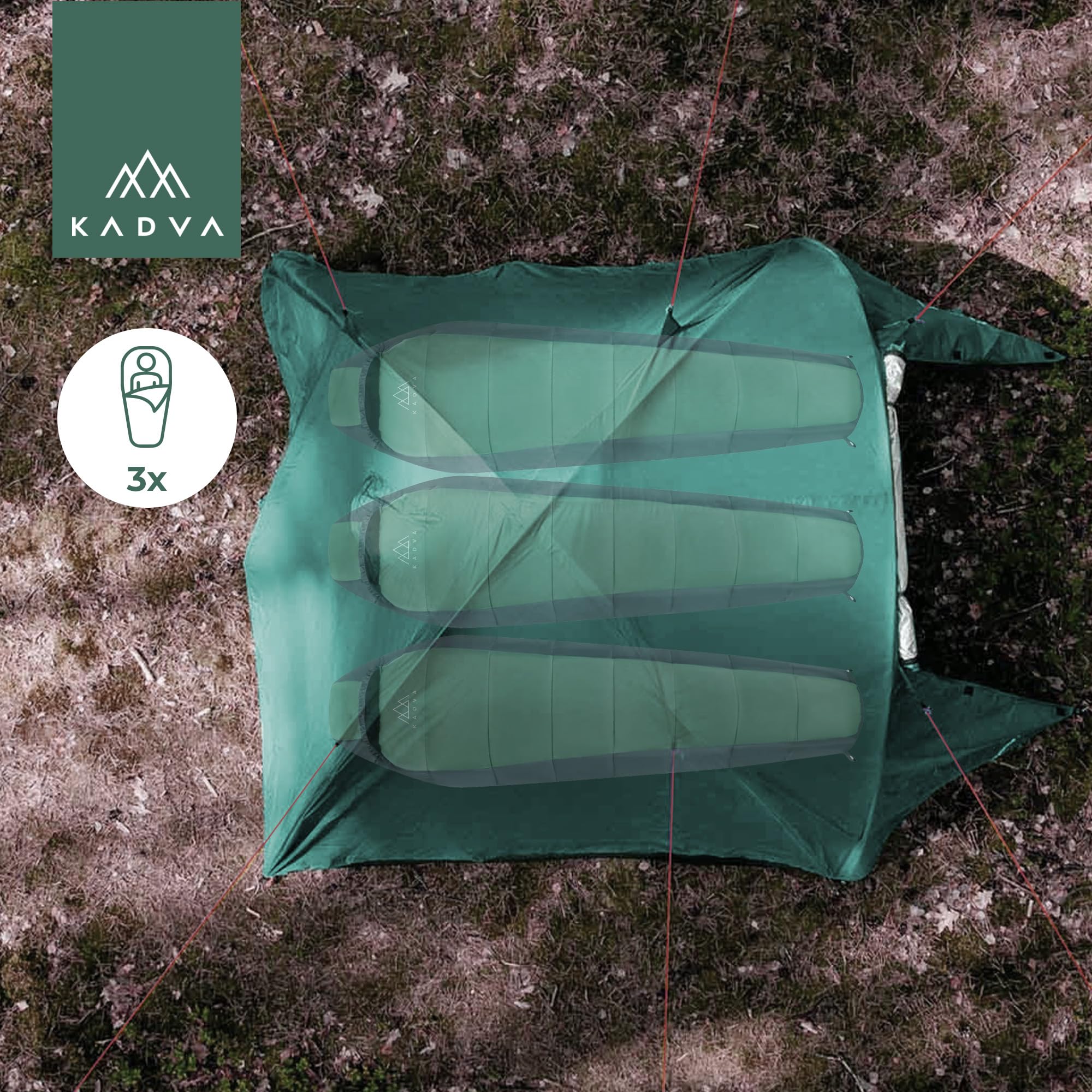 KADVA CAMPdome 3 tende da lancio per 3 persone, 270 x 210 x 125 cm, impermeabile, leggero e resistente, struttura in fibra di vetro, ideale per campeggio e escursioni