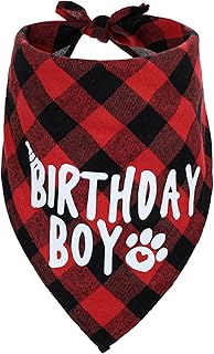 Classicseali Dog Bandana Birthday Red, Bandana for Dogs, Lightweight Dog Bandanas Red, Birthday Party Accessories, Washable, Cotton Triangular, Pet Bandana, Dog Birthday Gift product image