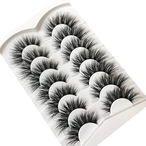 Miniatura 410 de Pooplunch Pestañas postizas de pelo de visón sintético, estilo de ojo de gato, paquete de pestañas postizas naturales esponjosas, paquete múltiple