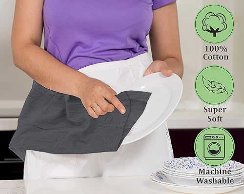 Miniatura 5 de RUVANTI Harina Sack - Paquete de 50 toallas de 28 x 28 pulgadas, toallas de cocina hechas 100% algodón hilado en anillo, lavables a máquina, paños