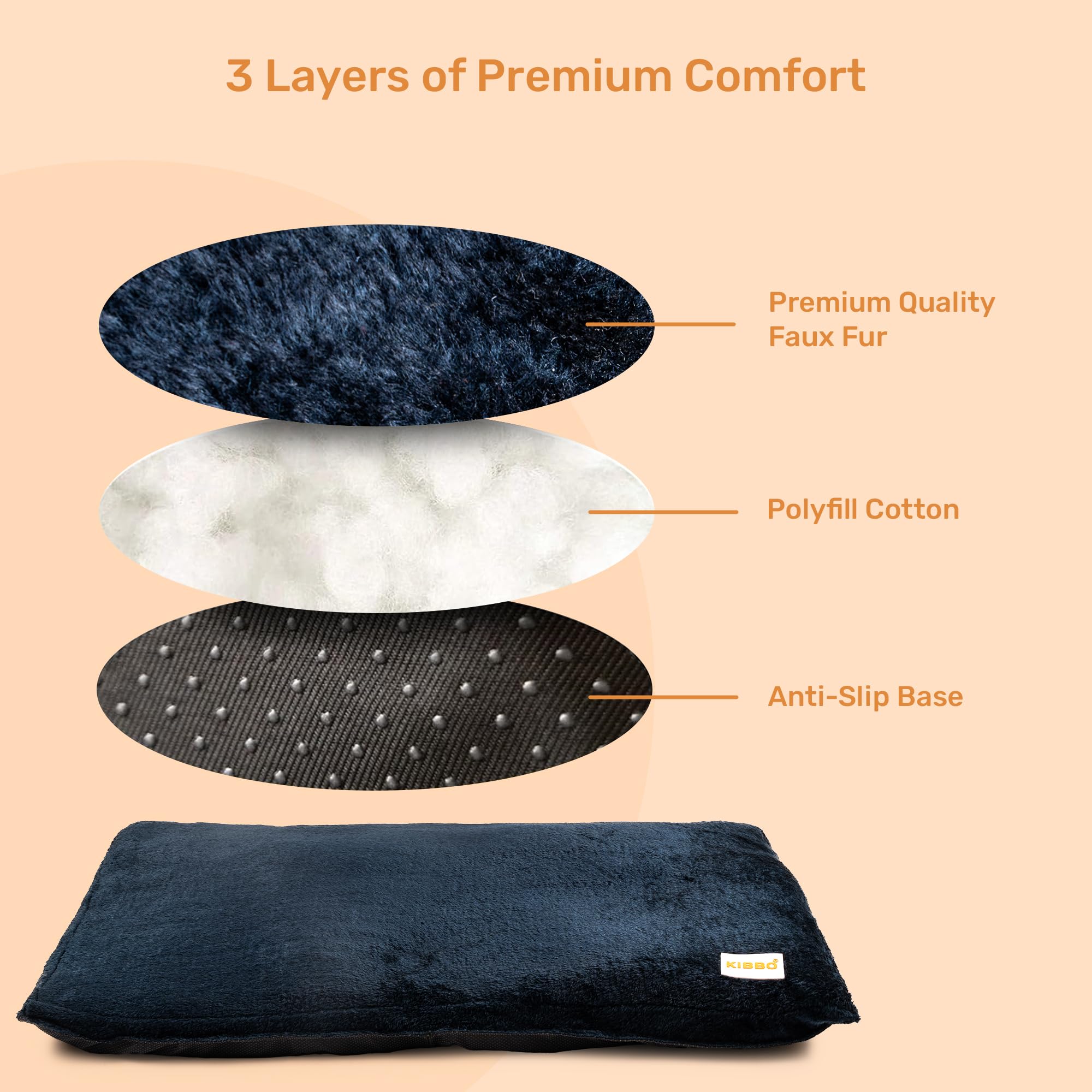 KIBBO Faux Fur Winter Flat Bed for Dogs & Cats| Detachable Cover & Anti-Skid Base with Soft Faux Fabric, Spacious & Versatile Design for Extra Comfort | Small Size Breeds (Blue) 4