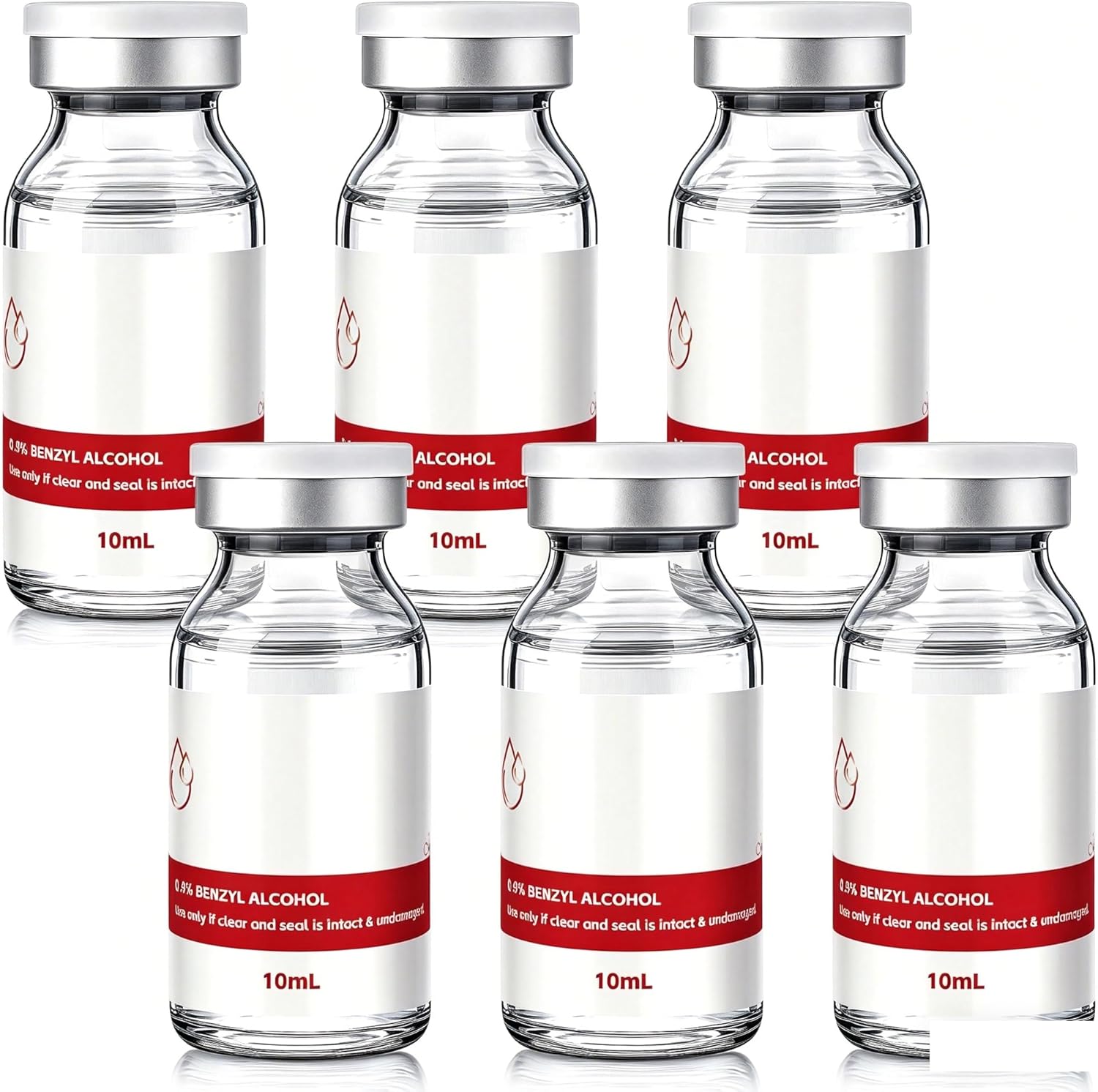 10ml 6 Pack 0.9% in Sample Bottle, Triple Sealing & Shatterproof Glass Vials