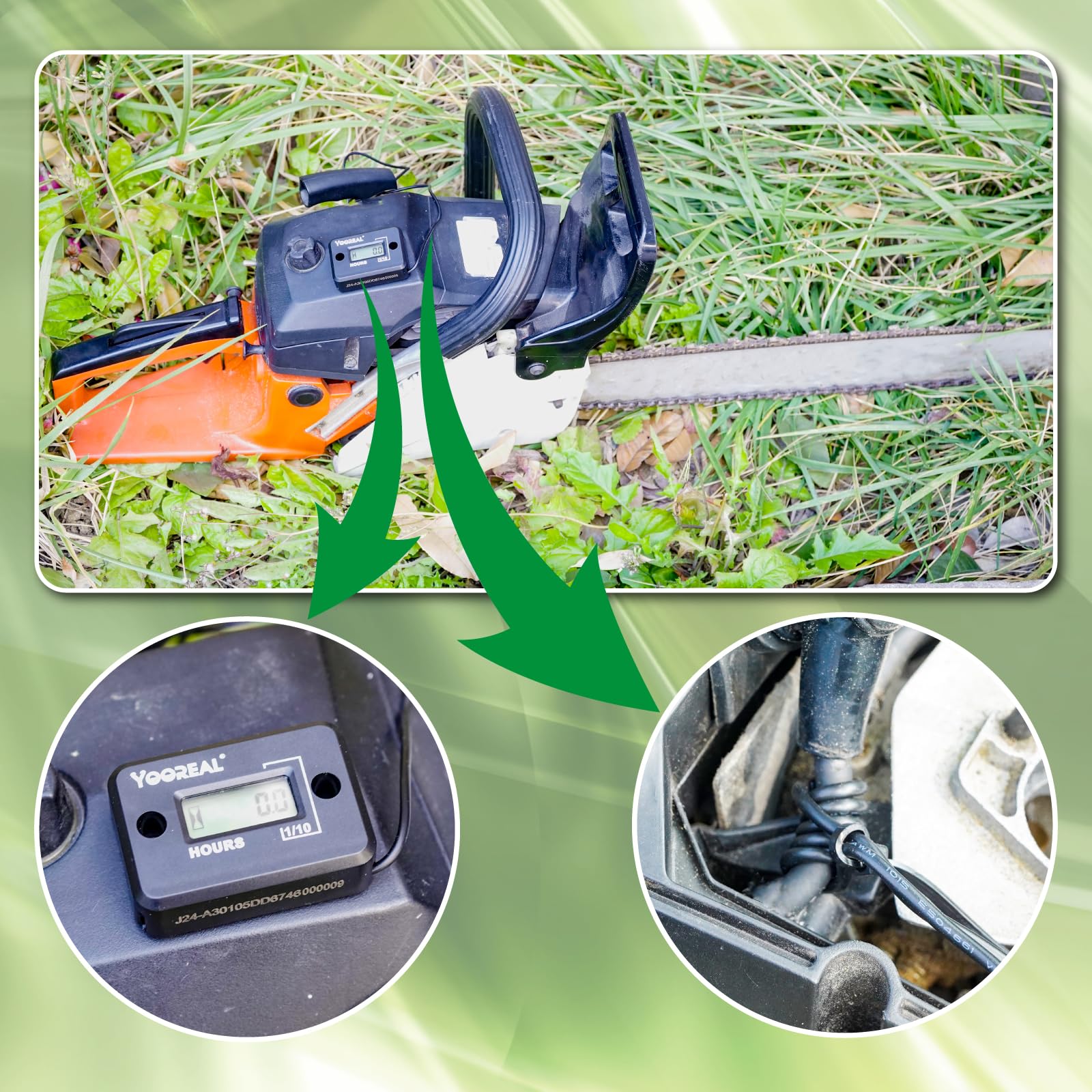 Yooreal Compteur D’Heures Inductif Numérique IP68 - Pour Tondeuse, Tracteur, Moto, UTV, Dirt Bike (Bleu)