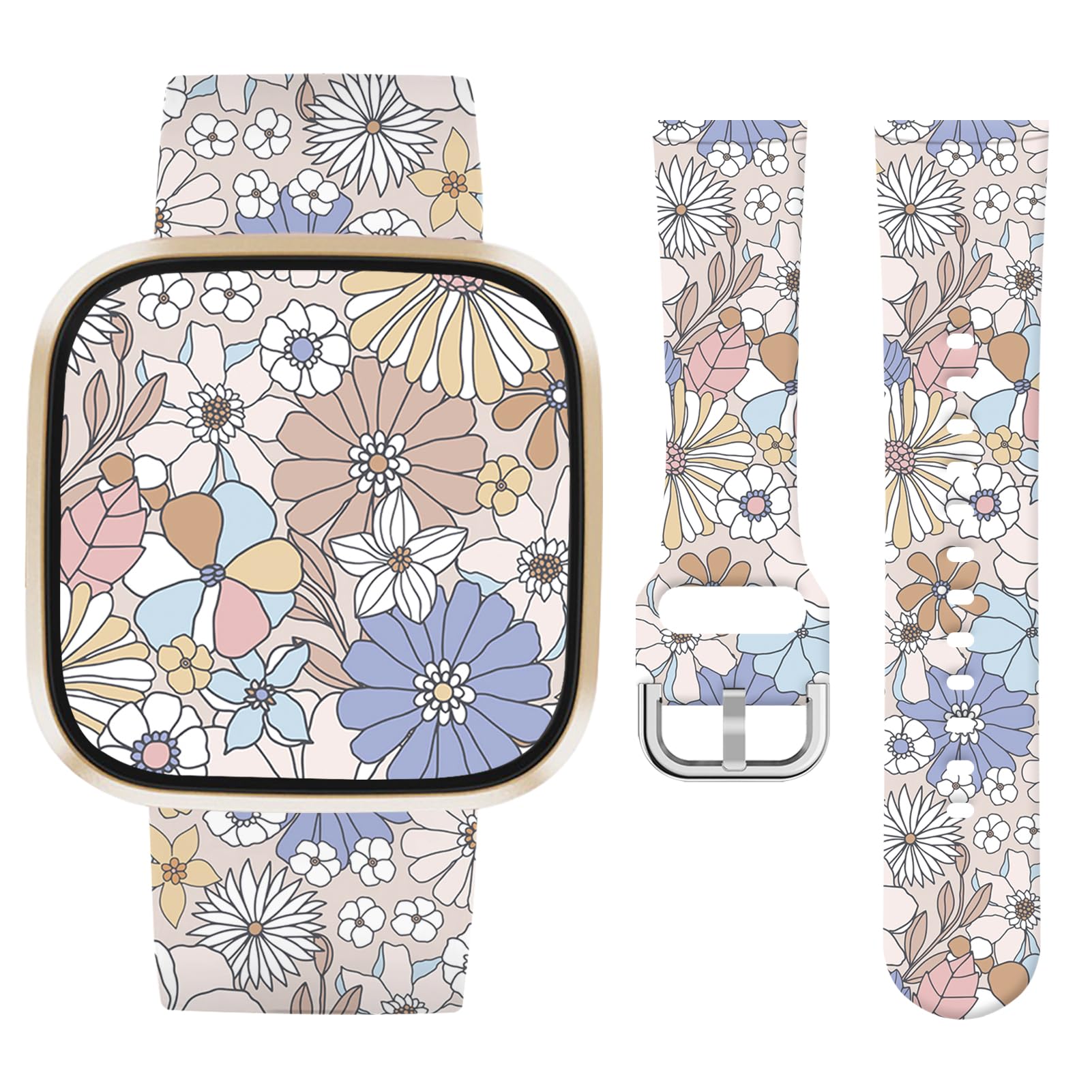 Vozehui Leopard Print Silicone Strap Compatible with Fitbit Versa 4 3/Sense/Sense 2,Soft Silicone Cute Replacement Straps for Women Men — image 1