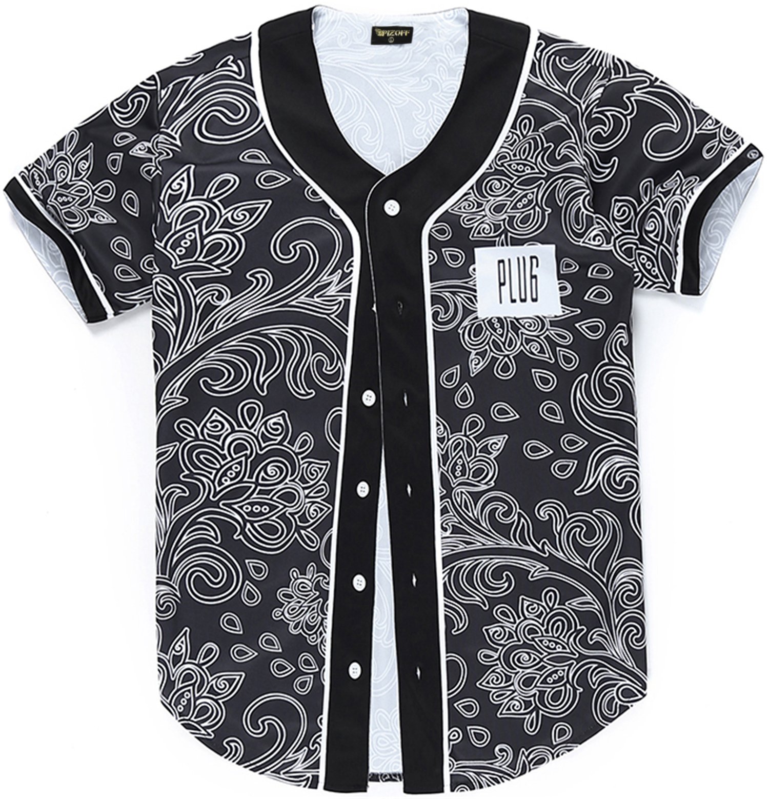 PIZOFF Unisex Mens Arc Bottom 3D Print Baseball Team Jersey Shirt