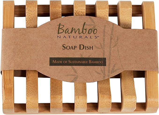 Bamboo Naturals Bar Soap Dish for Sink or Shower, Odor Resistant Tray, Sustainable Bamboo Wood Holder, Great for Bathrooms and Kitchens