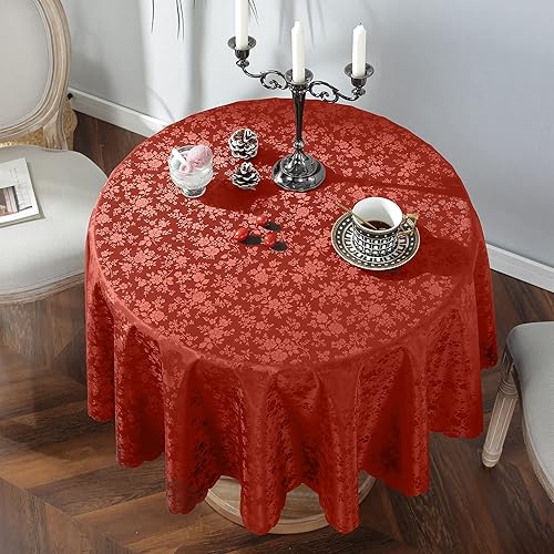 Mantel de vinilo impermeable, mantel redondo de plástico pesado, mantel de vinilo lavable a prueba de derrames, a prueba de aceite, para cocina,