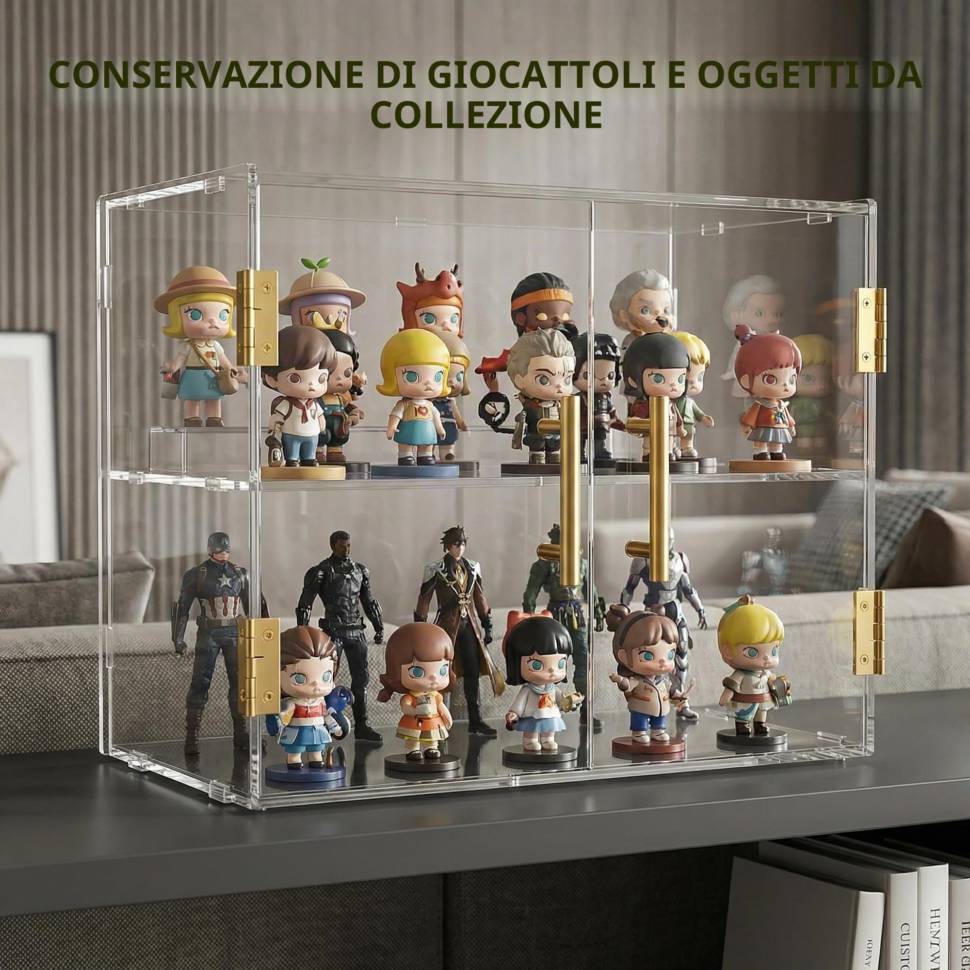 Vetrina espositiva per pasticceria a 2 piani con porta elastica, espositore da banco in acrilico per dolci, 48 x 23,6 x 34 cm, box espositivo commerciale per alimenti