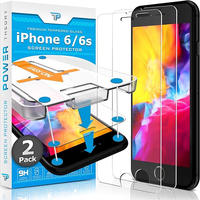 Power Theory Screen Protector for iPhone 6s / iPhone 6 [2-Pack] with Easy Install Kit [Premium Tempered Glass]