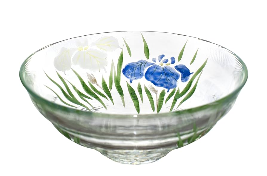 ガラス平茶碗　水面のかわいい風景　海峰作　【耐熱】 ガラス平茶碗水面のかわいい風景海峰作【耐熱】