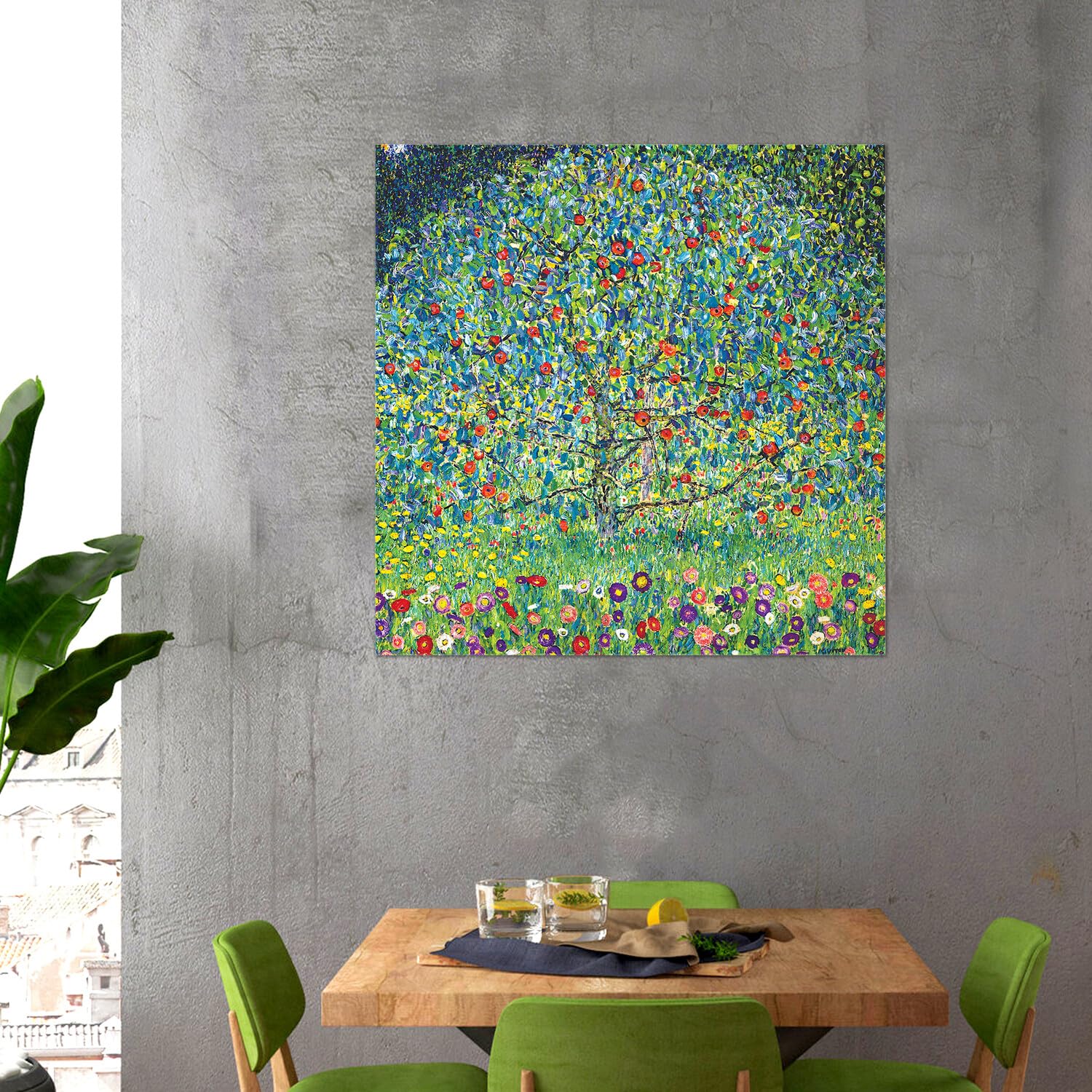 Giallobus - Cuadro - Gustav Klimt - Árbol de manzana I - Vidrio acrílico - 70x70 - Listo para colgar - Cuadros modernos para el hogar